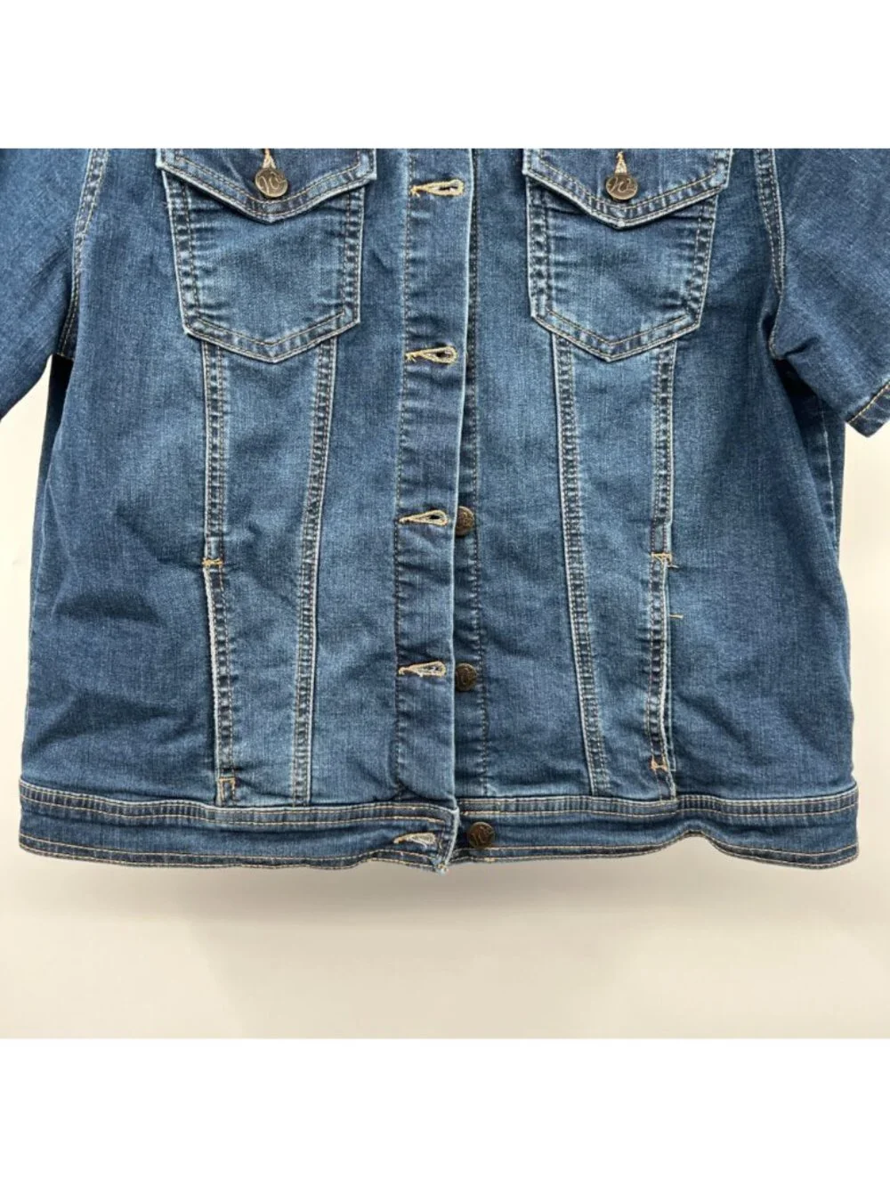 Westport 1962 Womens Short Sleeve Jean Jacket Blue Button Up Pockets Medium